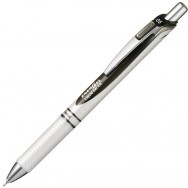 Ручка гелевая Pentel EnerGel "BLN75AW-A" автоматическая, черная, белый корпус, 0,5мм